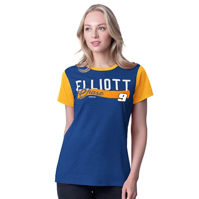 Women's G-III 4Her by Carl Banks Royal Chase Elliott Racer Color Blocked T-Shirt