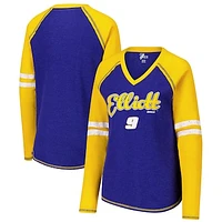 Women's G-III 4Her by Carl Banks  Royal Chase Elliott Winner Tri-Blend V-Neck Long Sleeve T-Shirt