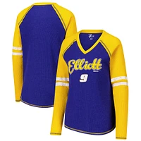 Women's G-III 4Her by Carl Banks  Royal Chase Elliott Winner Tri-Blend V-Neck Long Sleeve T-Shirt