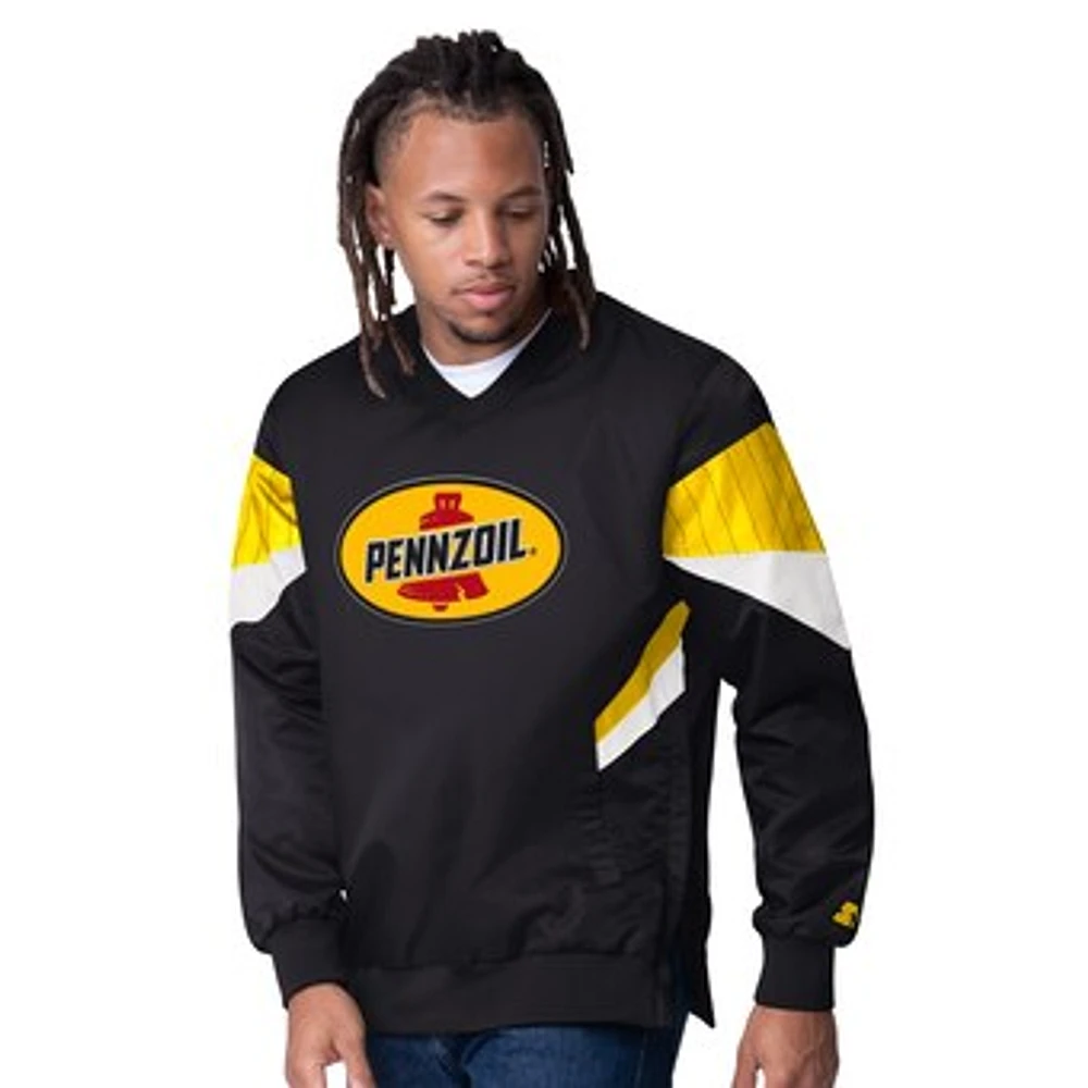 Men's Starter  Black Joey Logano Shell Pennzoil Striker I V-Neck Pullover Jacket