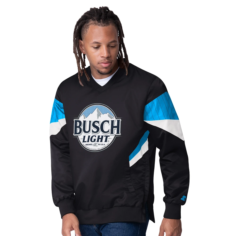 Men's Starter  Black Ross Chastain Busch Light Striker I V-Neck Pullover Jacket