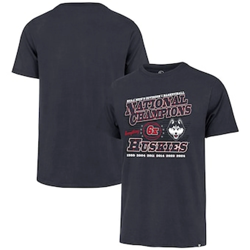 Men's '47  Navy UConn Huskies Six-Time NCAA Men's Basketball National Champions Slogan Franklin T-Shirt