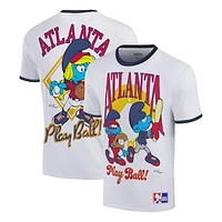 Men's Ripple Junction White The Smurfs Atlanta Baseball Ringer T-Shirt