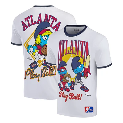 Men's Ripple Junction White The Smurfs Atlanta Baseball Ringer T-Shirt