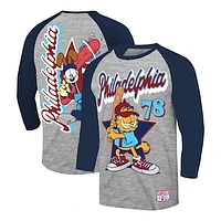 Men's Ripple Junction Heather Gray/Navy Garfield Philadelphia Baseball 3/4-Sleeve Raglan T-Shirt