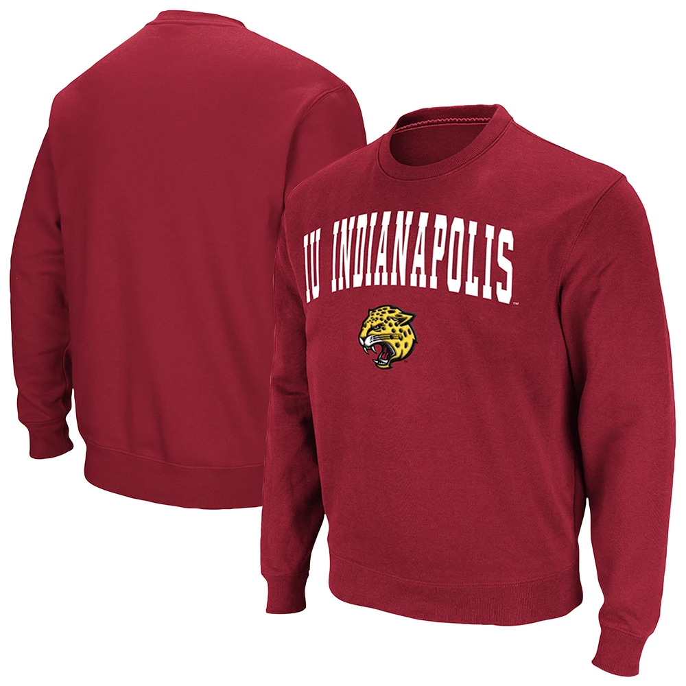 Men's Colosseum Crimson IU Indianapolis Arch & Logo Pullover Sweatshirt