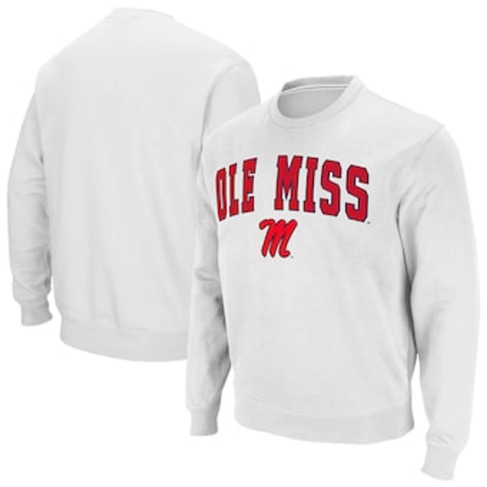 Men's Colosseum White Ole Miss Rebels Arch & Logo Pullover Sweatshirt