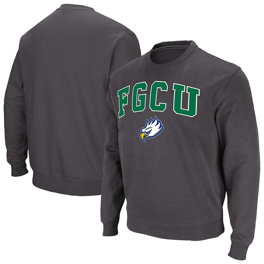 Men's Colosseum Charcoal Florida Gulf Coast Eagles Arch & Logo Pullover Sweatshirt