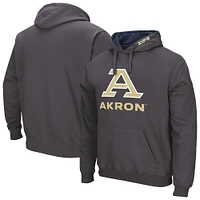 Men's Colosseum Charcoal Akron Zips Arch & Logo 3.0 Pullover Hoodie