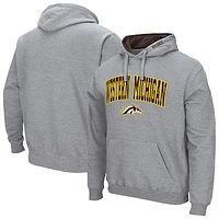 Men's Colosseum Heather Gray Western Michigan Broncos Arch & Logo 3.0 Pullover Hoodie