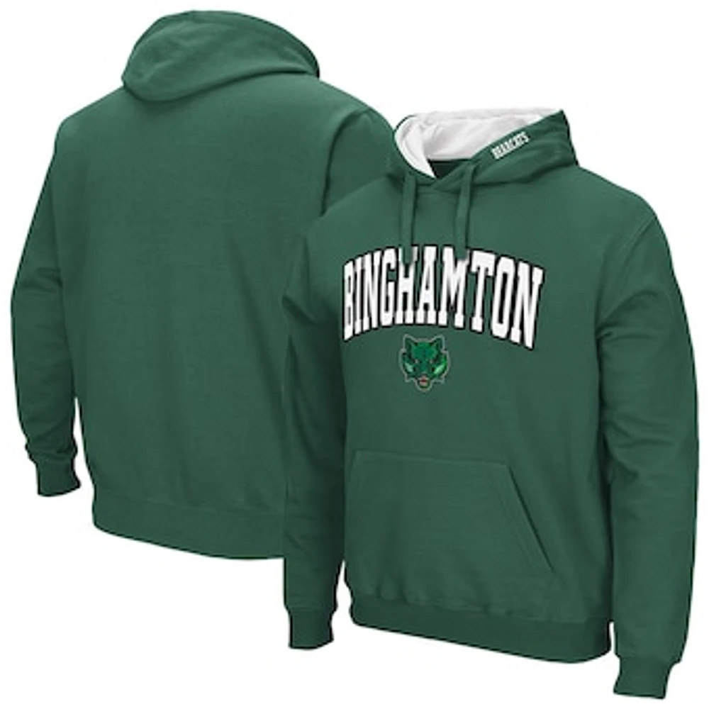 Men's Colosseum Green Binghamton Bearcats Arch & Logo 3.0 Pullover Hoodie