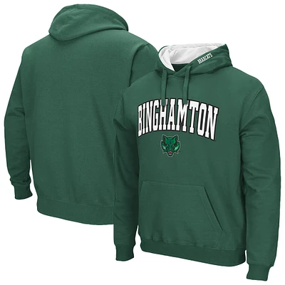 Men's Colosseum Green Binghamton Bearcats Arch & Logo 3.0 Pullover Hoodie