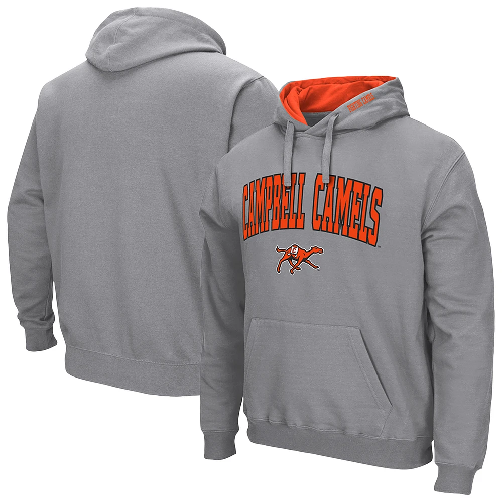 Men's Colosseum Gray Campbell Fighting Camels Arch & Logo 3.0 Pullover Hoodie