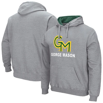 Men's Colosseum Heather Gray George Mason Patriots Arch & Logo 3.0 Pullover Hoodie