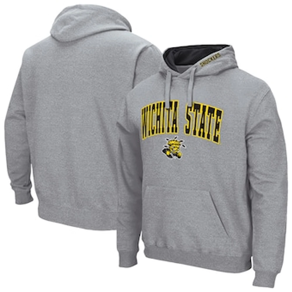 Men's Colosseum Heather Gray Wichita State Shockers Arch & Logo 3.0 Pullover Hoodie