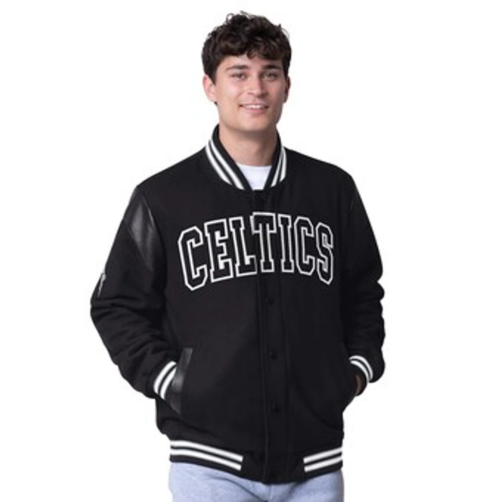 Men's G-III Sports by Carl Banks Black Boston Celtics Clutch Hitter Full-Snap Varsity Jacket