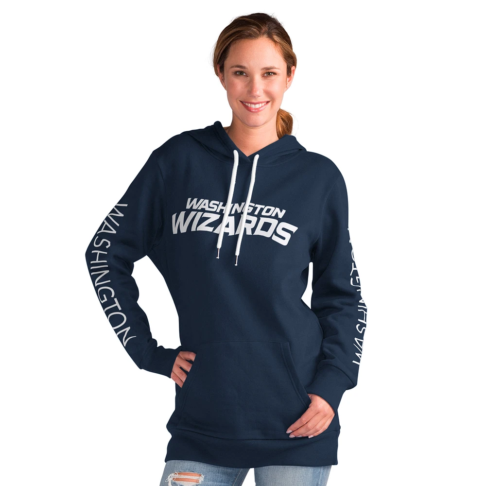 Women's G-III 4Her by Carl Banks Navy Washington Wizards Base Coach Pullover Hoodie