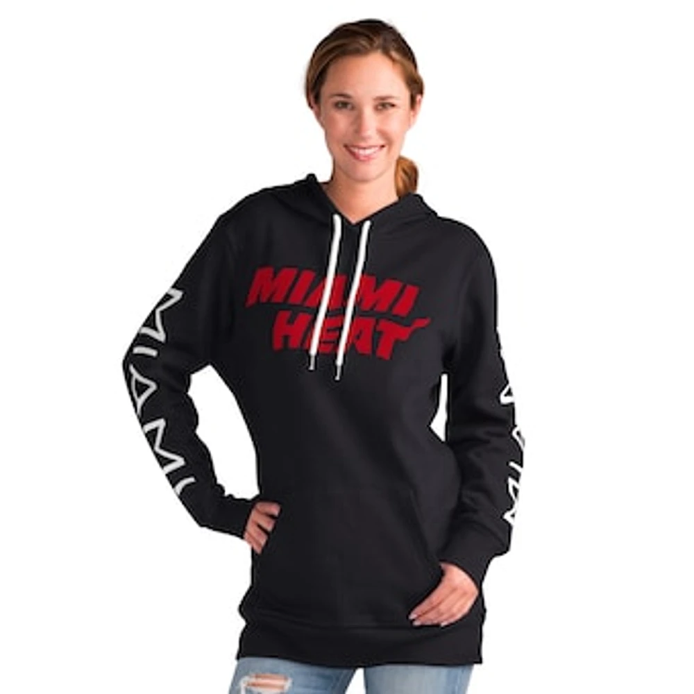 Women's G-III 4Her by Carl Banks Black Miami Heat Base Coach Pullover Hoodie