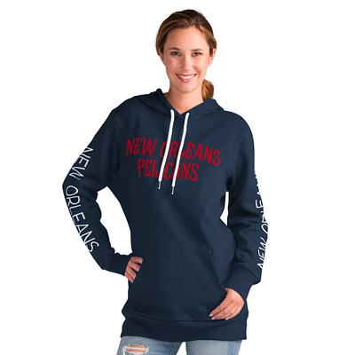 Women's G-III 4Her by Carl Banks Navy New Orleans Pelicans Base Coach Pullover Hoodie