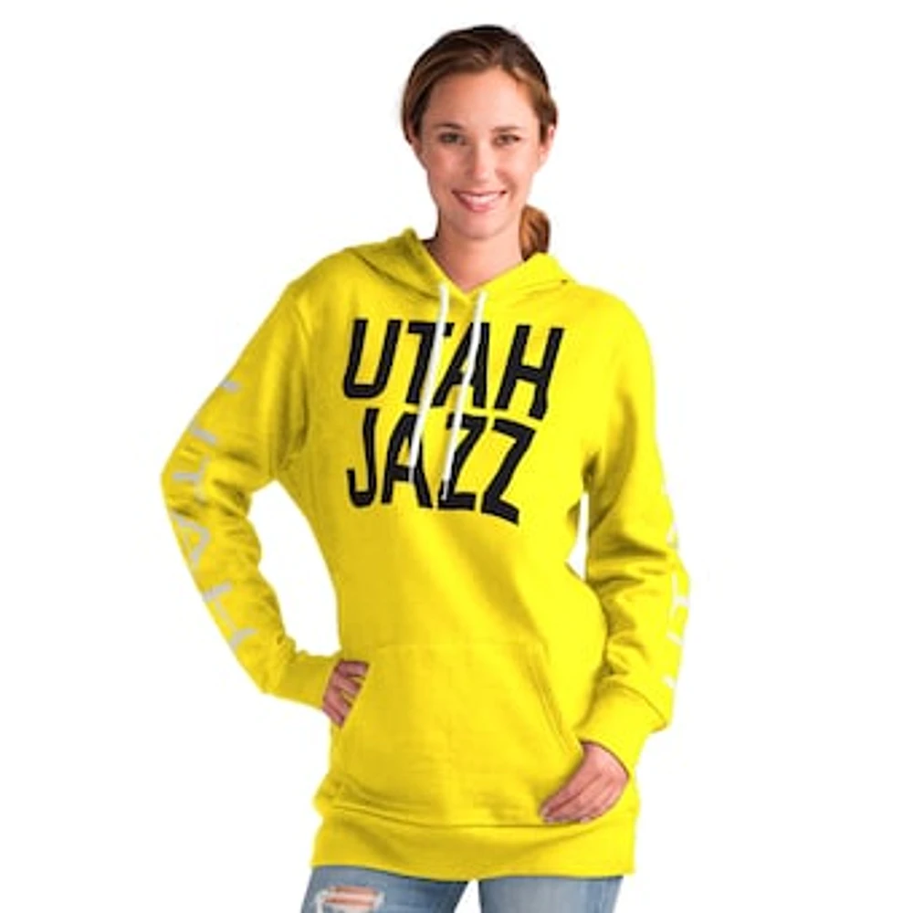 Women's G-III 4Her by Carl Banks Gold Utah Jazz Base Coach Pullover Hoodie