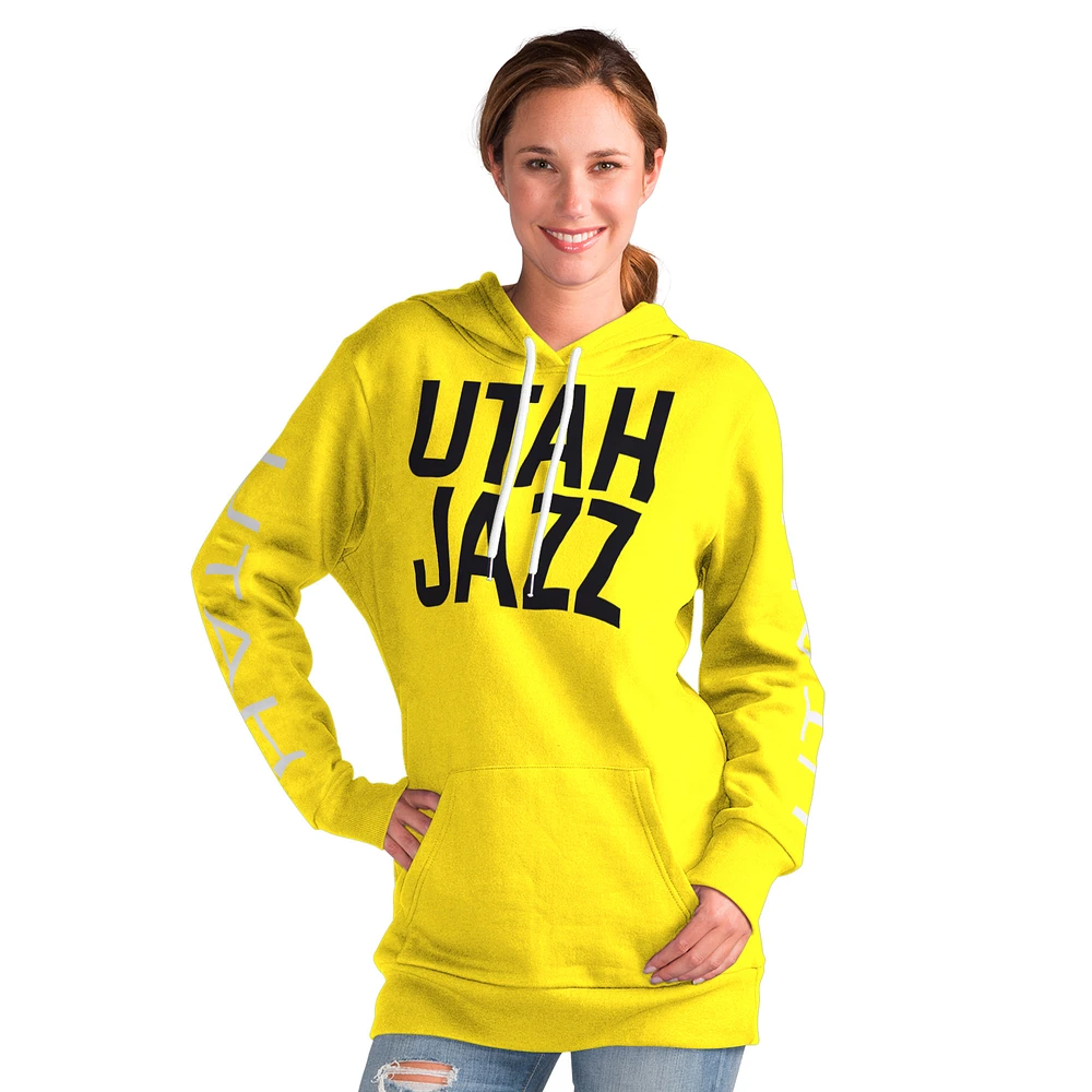 Women's G-III 4Her by Carl Banks Gold Utah Jazz Base Coach Pullover Hoodie