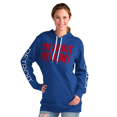 Women's G-III 4Her by Carl Banks Blue Detroit Pistons Base Coach Pullover Hoodie