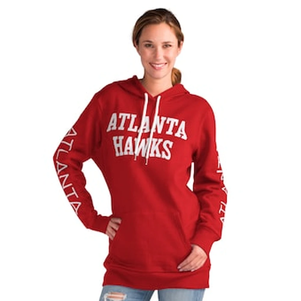 Women's G-III 4Her by Carl Banks Red Atlanta Hawks Base Coach Pullover Hoodie