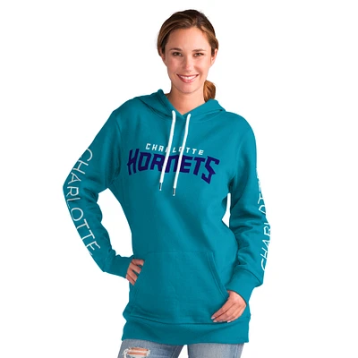 Women's G-III 4Her by Carl Banks Teal Charlotte Hornets Base Coach Pullover Hoodie