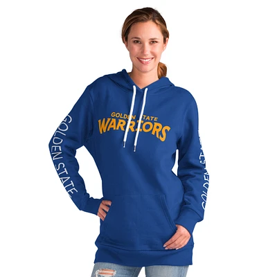 Women's G-III 4Her by Carl Banks Royal Golden State Warriors Base Coach Pullover Hoodie