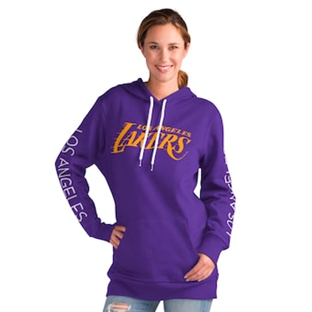 Women's G-III 4Her by Carl Banks Purple Los Angeles Lakers Base Coach Pullover Hoodie