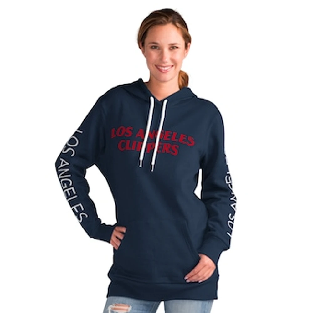 Women's G-III 4Her by Carl Banks Navy LA Clippers Base Coach Pullover Hoodie