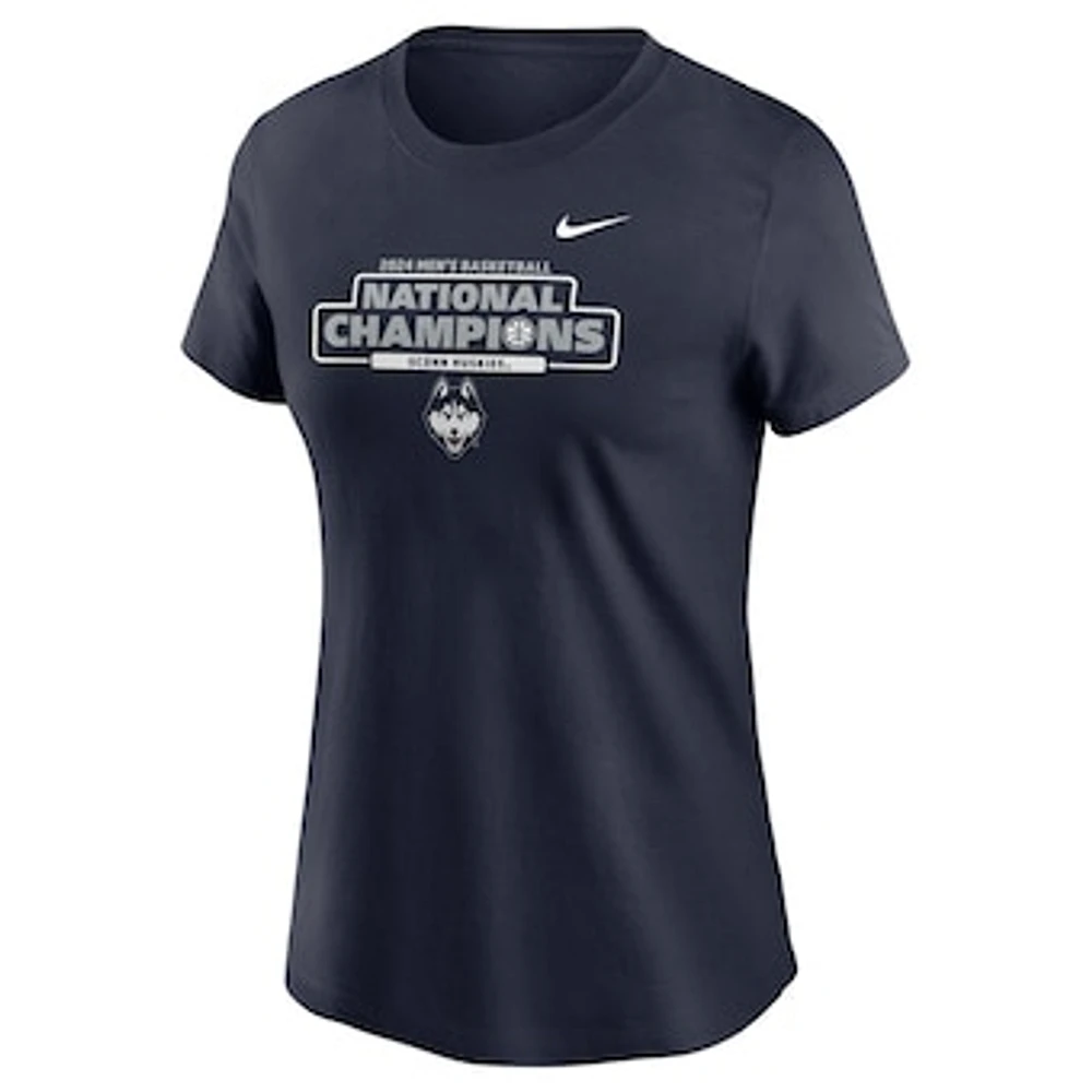 Women's Nike  Navy UConn Huskies 2024 NCAA Men's Basketball National Champions T-Shirt