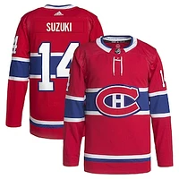 Men's adidas Nick Suzuki Red Montreal Canadiens Home Primegreen Authentic Player Jersey