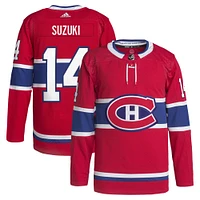 Men's adidas Nick Suzuki Red Montreal Canadiens Home Primegreen Authentic Player Jersey