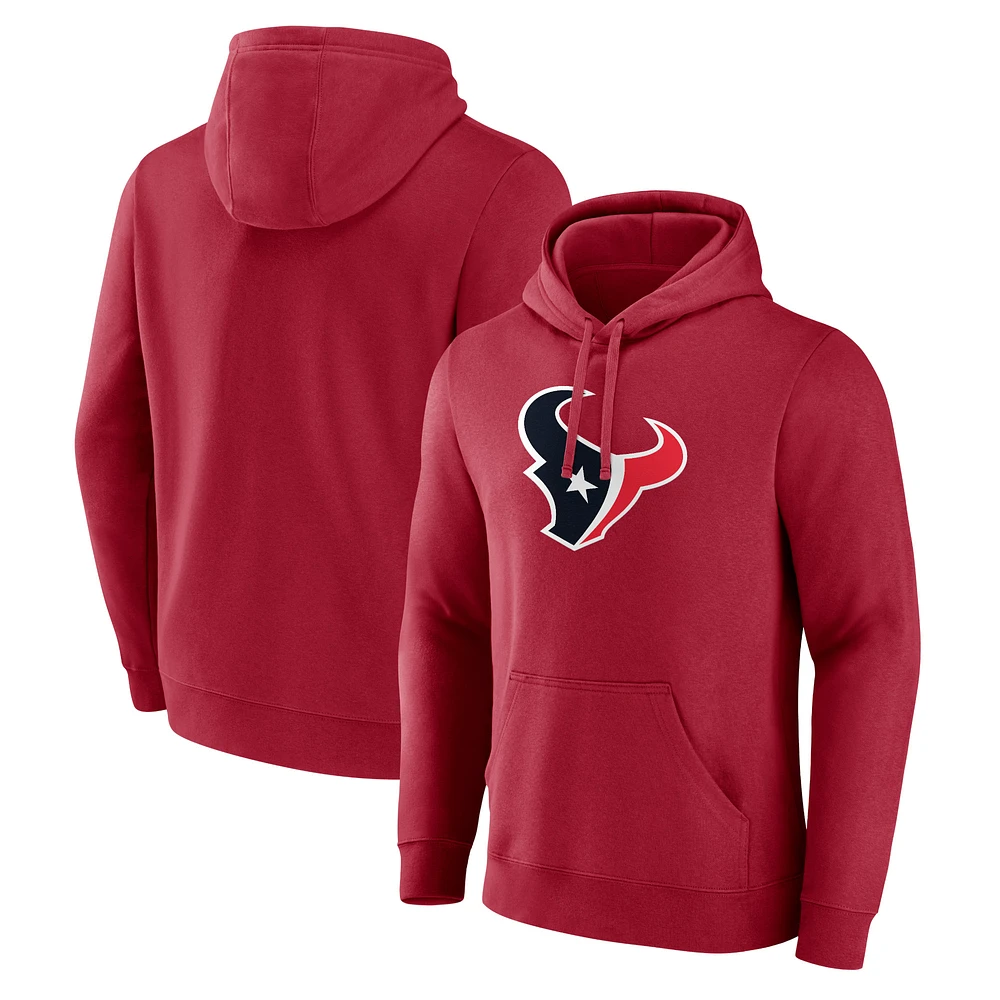 Men's Fanatics  Red Houston Texans Primary Logo Pullover Hoodie