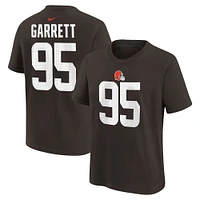 Youth Nike Myles Garrett Brown Cleveland Browns Player Name & Number T-Shirt