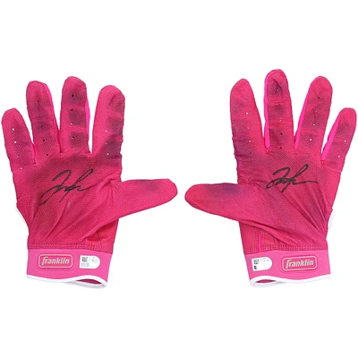 Jose Trevino New York Yankees Autographed Game-Used Pink Franklin Batting Gloves from the 2023 MLB Season