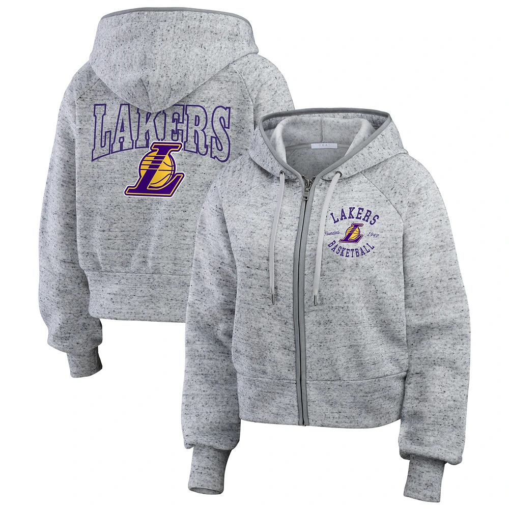 Women's WEAR by Erin Andrews Heather Gray Los Angeles Lakers Speckled Radiator Full-Zip Hoodie