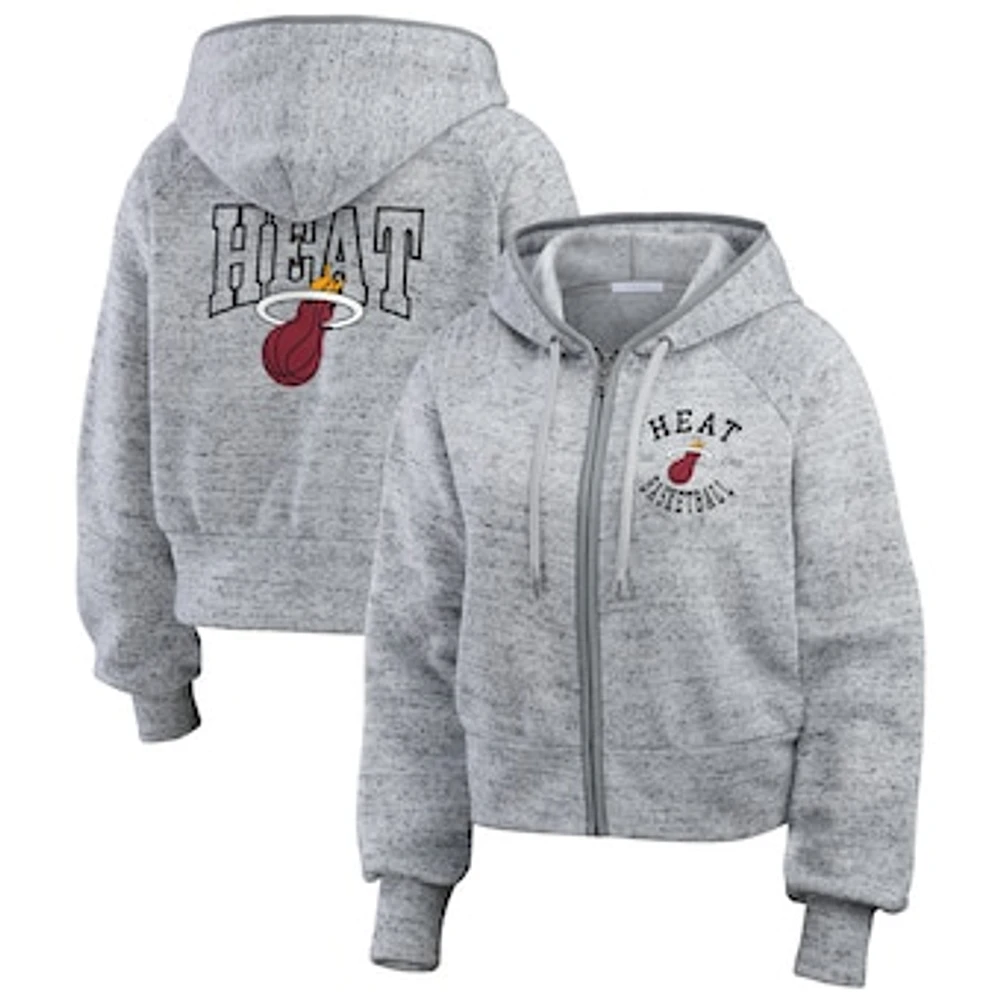 Women's WEAR by Erin Andrews Heather Gray Miami Heat Speckled Radiator Full-Zip Hoodie