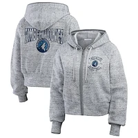 Women's WEAR by Erin Andrews Heather Gray Minnesota Timberwolves Speckled Radiator Full-Zip Hoodie