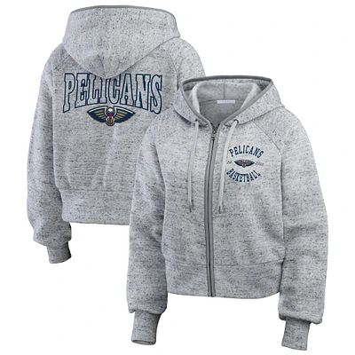 Women's WEAR by Erin Andrews Heather Gray New Orleans Pelicans Speckled Radiator Full-Zip Hoodie