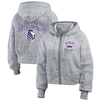 Women's WEAR by Erin Andrews Heather Gray Sacramento Kings Speckled Radiator Full-Zip Hoodie