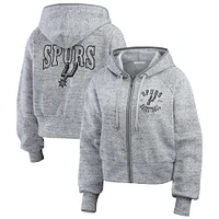 Women's WEAR by Erin Andrews Heather Gray San Antonio Spurs Speckled Radiator Full-Zip Hoodie