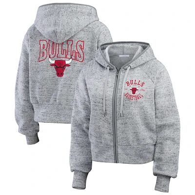 Women's WEAR by Erin Andrews Heather Gray Chicago Bulls Speckled Radiator Full-Zip Hoodie