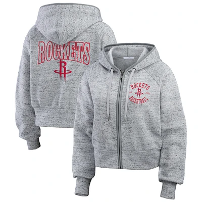 Women's WEAR by Erin Andrews Heather Gray Houston Rockets Speckled Radiator Full-Zip Hoodie