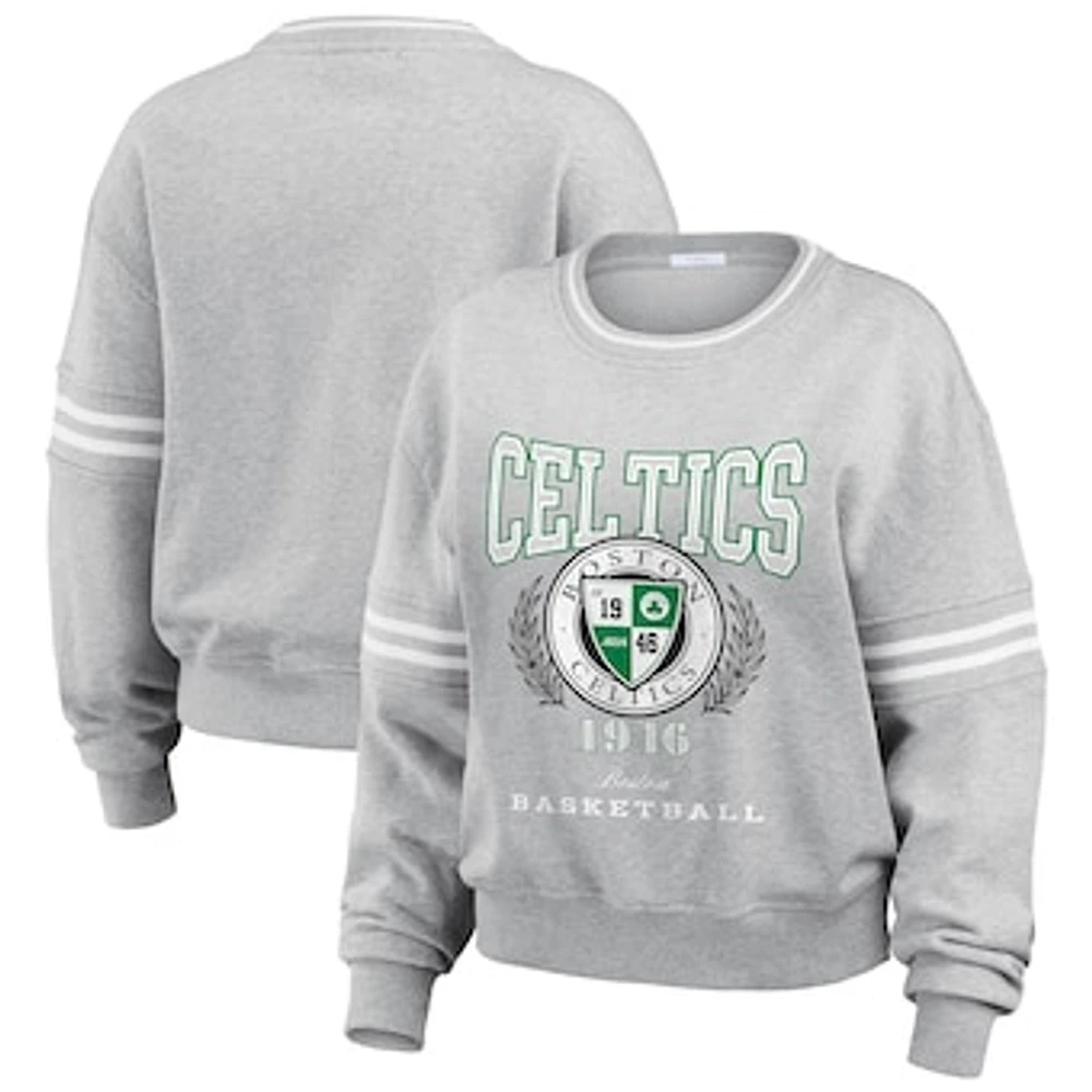 Women's WEAR by Erin Andrews Heather Gray Boston Celtics French Terry Pullover Sweatshirt