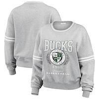 Women's WEAR by Erin Andrews Heather Gray Milwaukee Bucks French Terry Pullover Sweatshirt