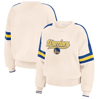 Women's WEAR by Erin Andrews  Cream Golden State Warriors Stripe Pullover Sweater