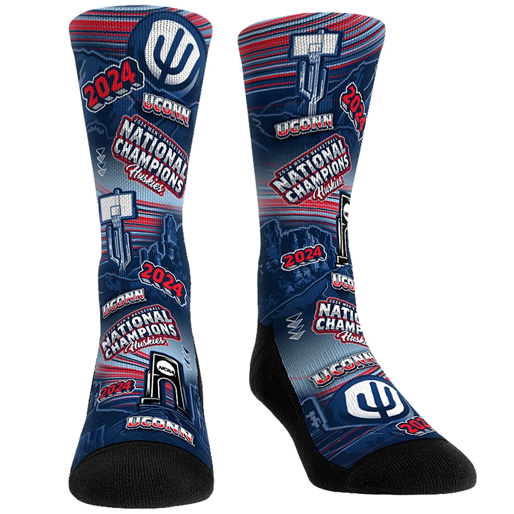 Unisex Rock Em Socks Navy UConn Huskies 2024 NCAA Men's Basketball National Champions Canyon All-Over Crew