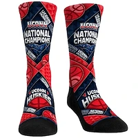 Unisex Rock Em Socks Navy UConn Huskies 2024 NCAA Men's Basketball National Champions Diamond Weave Crew Socks